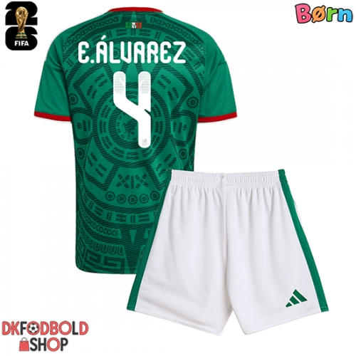 Mexico Edson Alvarez #4 Hjemmebanesæt Børn VM 2026 Kort ærmer (+ korte bukser)